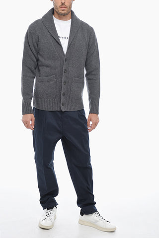 Virgin Wool Cardigan with Shawl Lapel