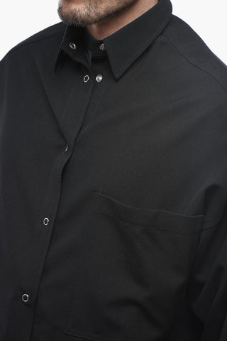 Camicia GIO in Twill di Lana con Bottoni a Pressione
