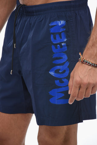 Logo Print Boxer Swimsuit