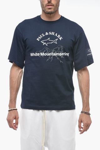 WHITE MOUNTAINEERING Solid Color Crew-neck T-Shirt with Printed Logo