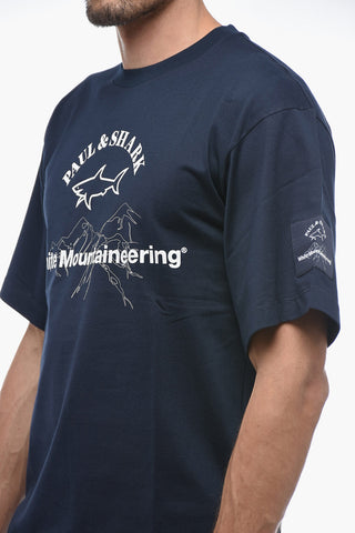 WHITE MOUNTAINEERING Solid Color Crew-neck T-Shirt with Printed Logo