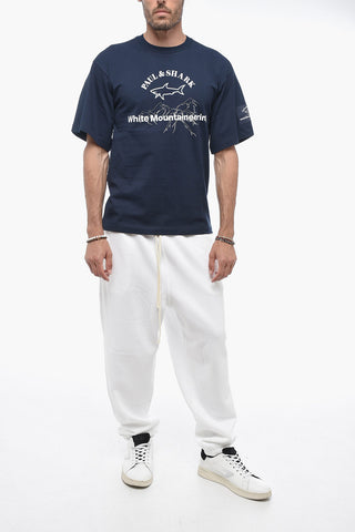 WHITE MOUNTAINEERING Solid Color Crew-neck T-Shirt with Printed Logo
