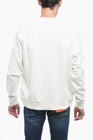 Embroidered Logo Brushed Cotton Crewneck Sweatshirt
