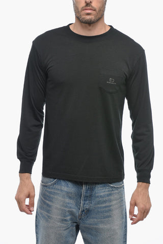 T-Shirt Girocollo a Maniche Lunghe con Taschino