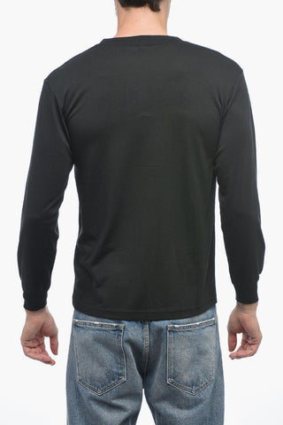 T-Shirt Girocollo a Maniche Lunghe con Taschino