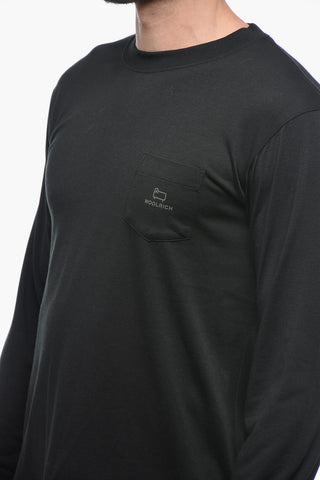 T-Shirt Girocollo a Maniche Lunghe con Taschino