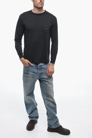 T-Shirt Girocollo a Maniche Lunghe con Taschino