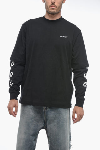 Double Layer Printed CHAIN Long Sleeved T-shirt