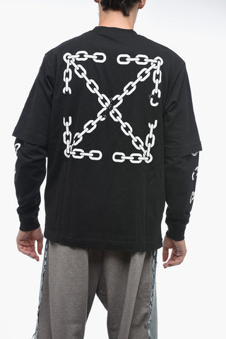 Double Layer Printed CHAIN Long Sleeved T-shirt