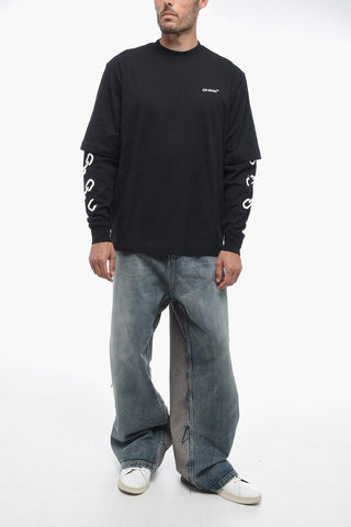 Double Layer Printed CHAIN Long Sleeved T-shirt