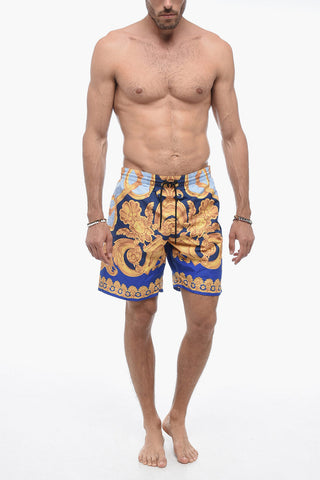 Costume da Bagno Boxer con Stampa Barocca