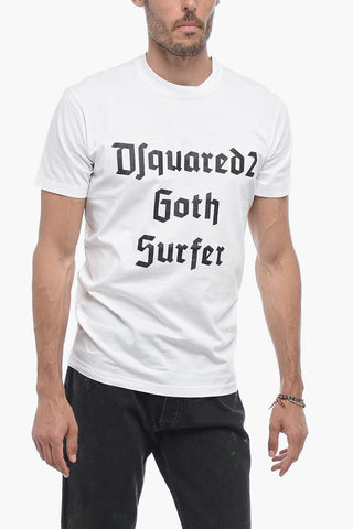 Solid Color GOTH SURFER Crew-neck T-Shirt with Contrasting Print