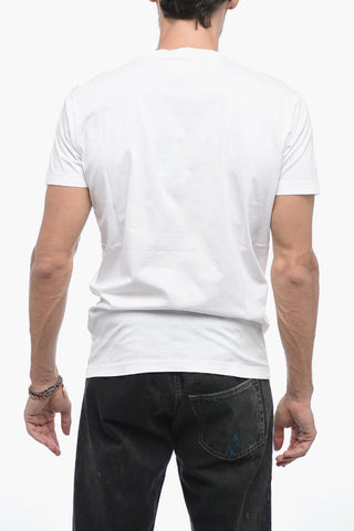 Solid Color GOTH SURFER Crew-neck T-Shirt with Contrasting Print