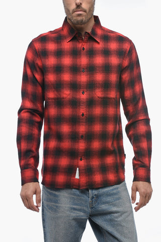 Camicia in Flanella di Cotone a Quadri con Doppio Taschino