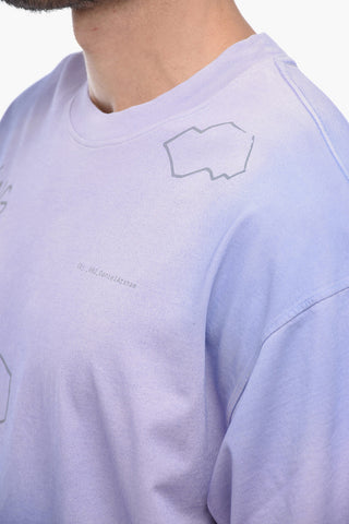 T-Shirt Girocollo Stampata Effetto Sbiadito