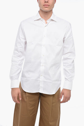 Spread Collar Popeline Cotton Shirt