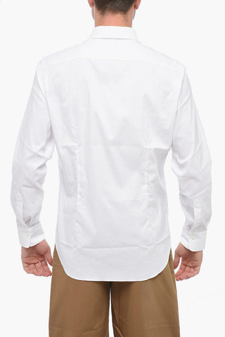 Spread Collar Popeline Cotton Shirt