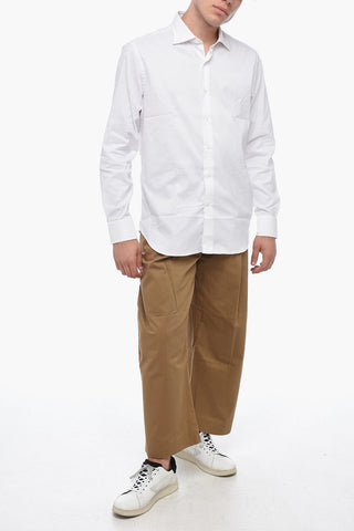 Spread Collar Popeline Cotton Shirt