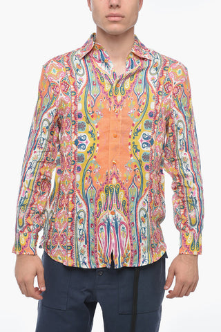 Camicia In Lino Con Stampa Paisley