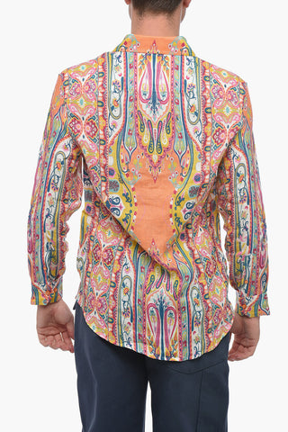 Camicia In Lino Con Stampa Paisley