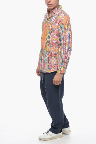 Camicia In Lino Con Stampa Paisley