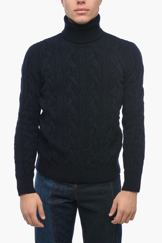Virgin Aran Wool Turtleneck Sweater