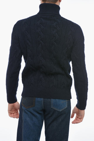 Virgin Aran Wool Turtleneck Sweater