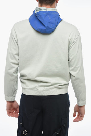 Brushed Cotton Sweatshirt With Removable Hood