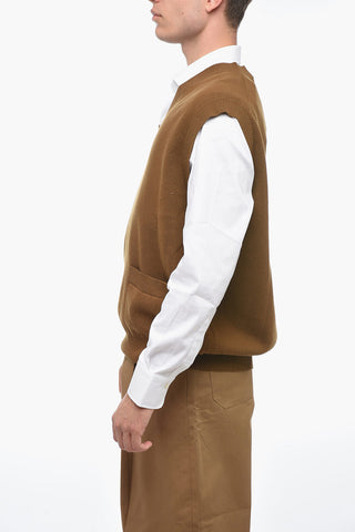 Wool-blended Oversized Vest with Pocket