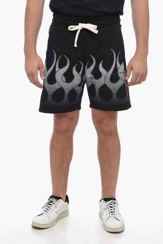 Flame Print Jogger Shorts