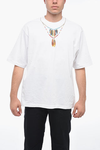 T-Shirt Girocollo FEATHERS NECKLACE in Cotone