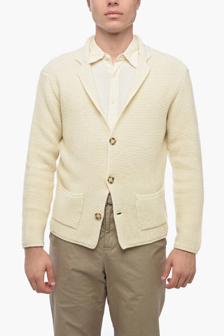 Virgin Wool Cardigan with Patch Pockets