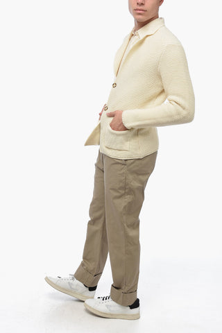 Virgin Wool Cardigan with Patch Pockets