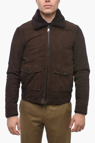 Giubbotto AVIATOR in Suede con Colletto Staccabile