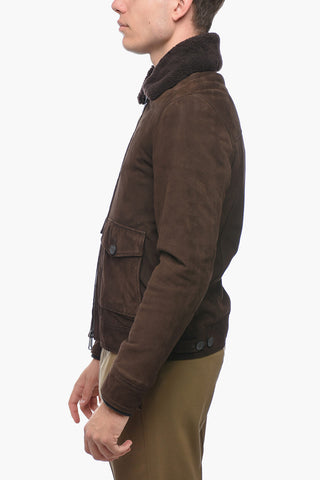 Giubbotto AVIATOR in Suede con Colletto Staccabile