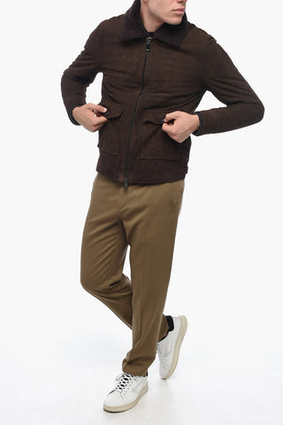 Giubbotto AVIATOR in Suede con Colletto Staccabile