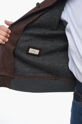 Suede SOFTAIL Bomber Jacket with Knitted Sleeves