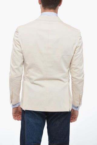 Unlined Double Breasted Blazer with Peak Lapel