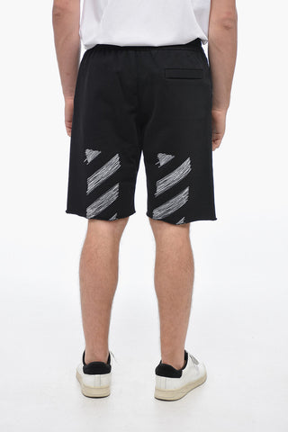 Embroidered Brushed Cotton SCRIBBLE Jogger Shorts 