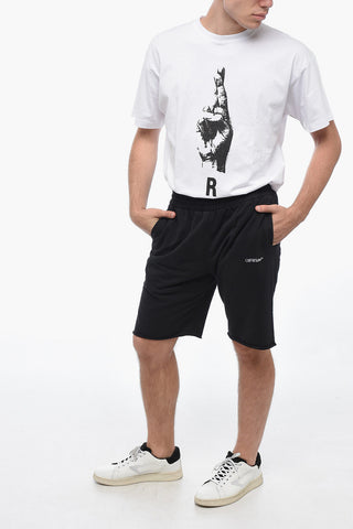 Embroidered Brushed Cotton SCRIBBLE Jogger Shorts 