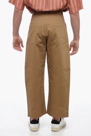 Twill Cotton Crop Pants with Pleats