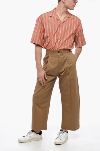 Twill Cotton Crop Pants with Pleats