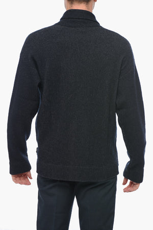 USE THE EXISTING Cardigan in Misto Lana con Collo a Scialle