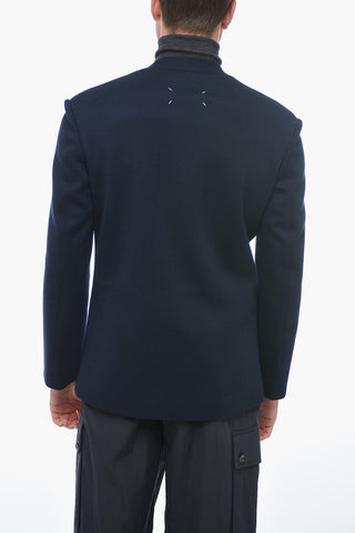Single-breasted No-lapel Blazer with Patch Pockets