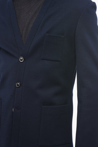 Single-breasted No-lapel Blazer with Patch Pockets