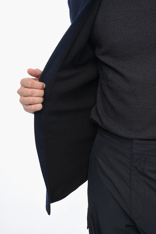 Single-breasted No-lapel Blazer with Patch Pockets