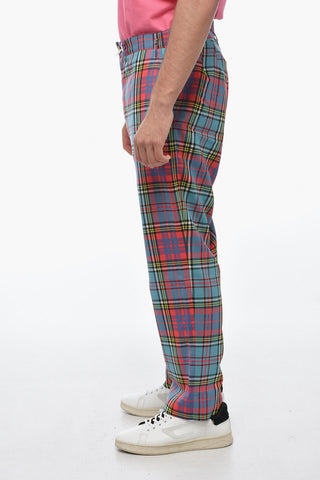 Pantaloni in Lana Crop con Fantasia Tartan