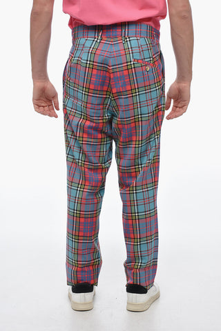 Pantaloni in Lana Crop con Fantasia Tartan