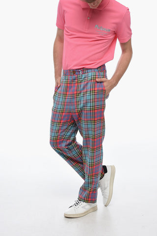 Pantaloni in Lana Crop con Fantasia Tartan