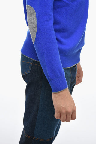 Virgin Wool Crewneck Sweater ICON with Contrast Patches